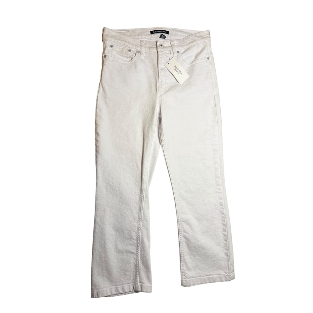 Calvin Klein Jeans Womens White High Rise Bootcut Crop Denim Size 29 NWT